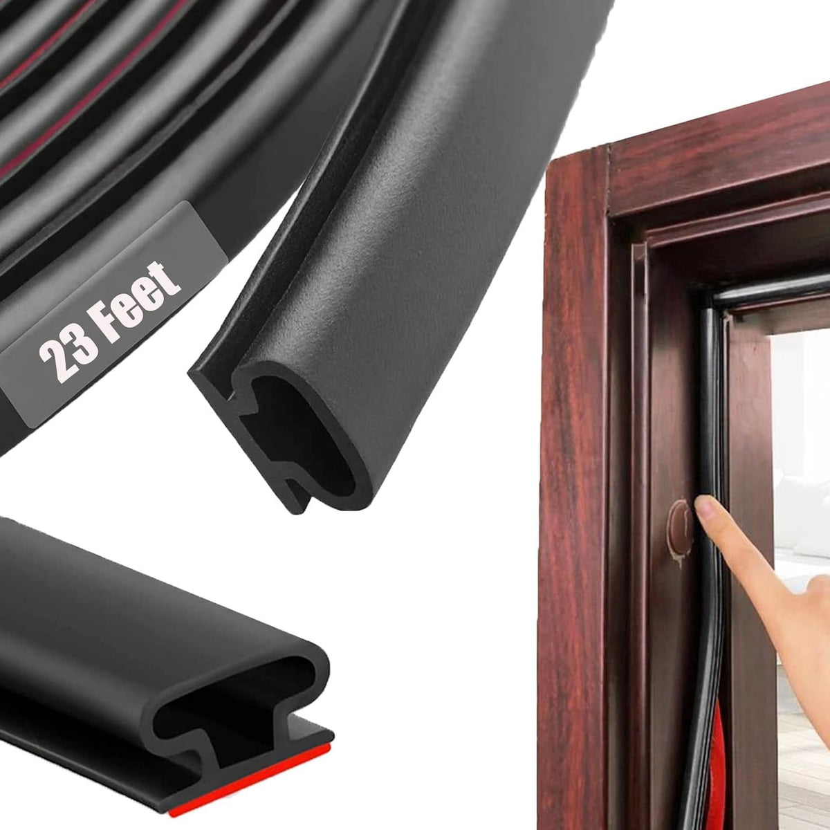Black Rubber Weather Stripping Door Seal Strip, D Shape Door Rubber Weather Seal Strip
