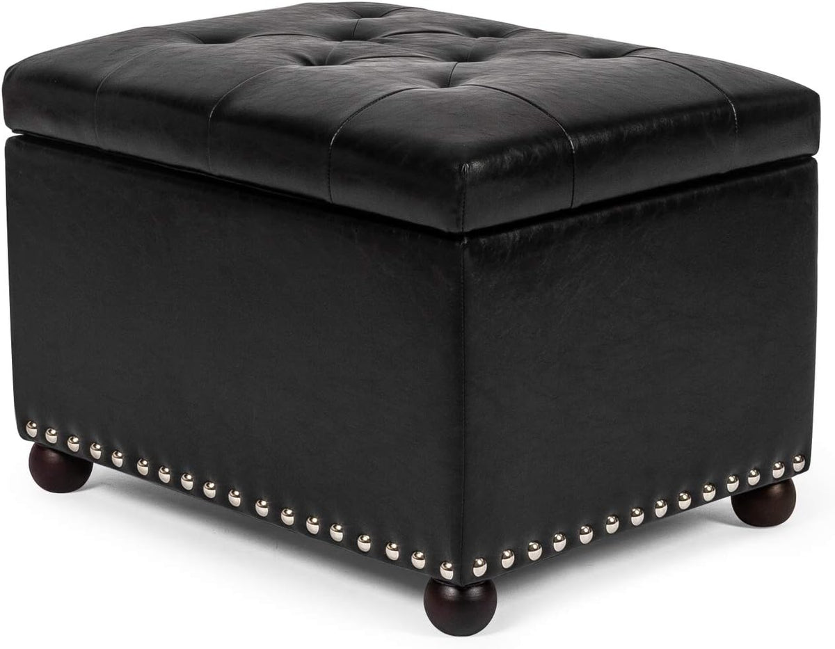 Joveco Leather Storage Ottoman, 24" Rectangle Tufted Foot Rest Stool, for Living Room Bedroom