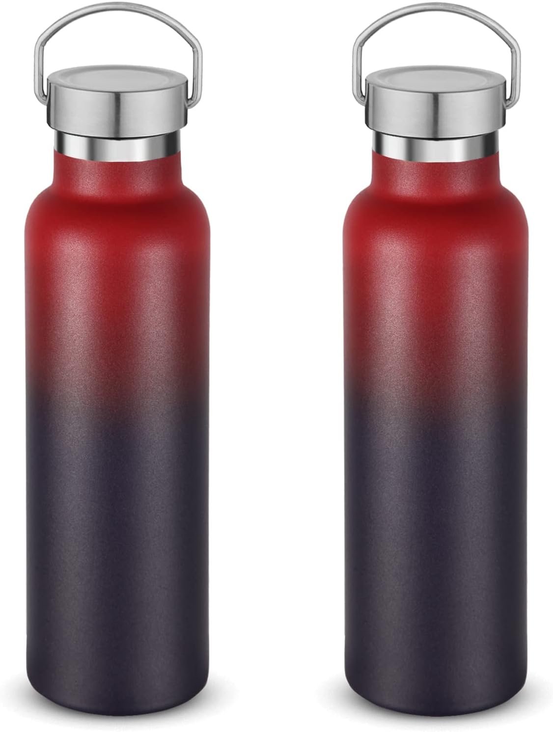 Neihepal 20 oz Insulated Water Bottles Bulk 2 Pack,Stainless Steel Double Wall Sport Bottle with