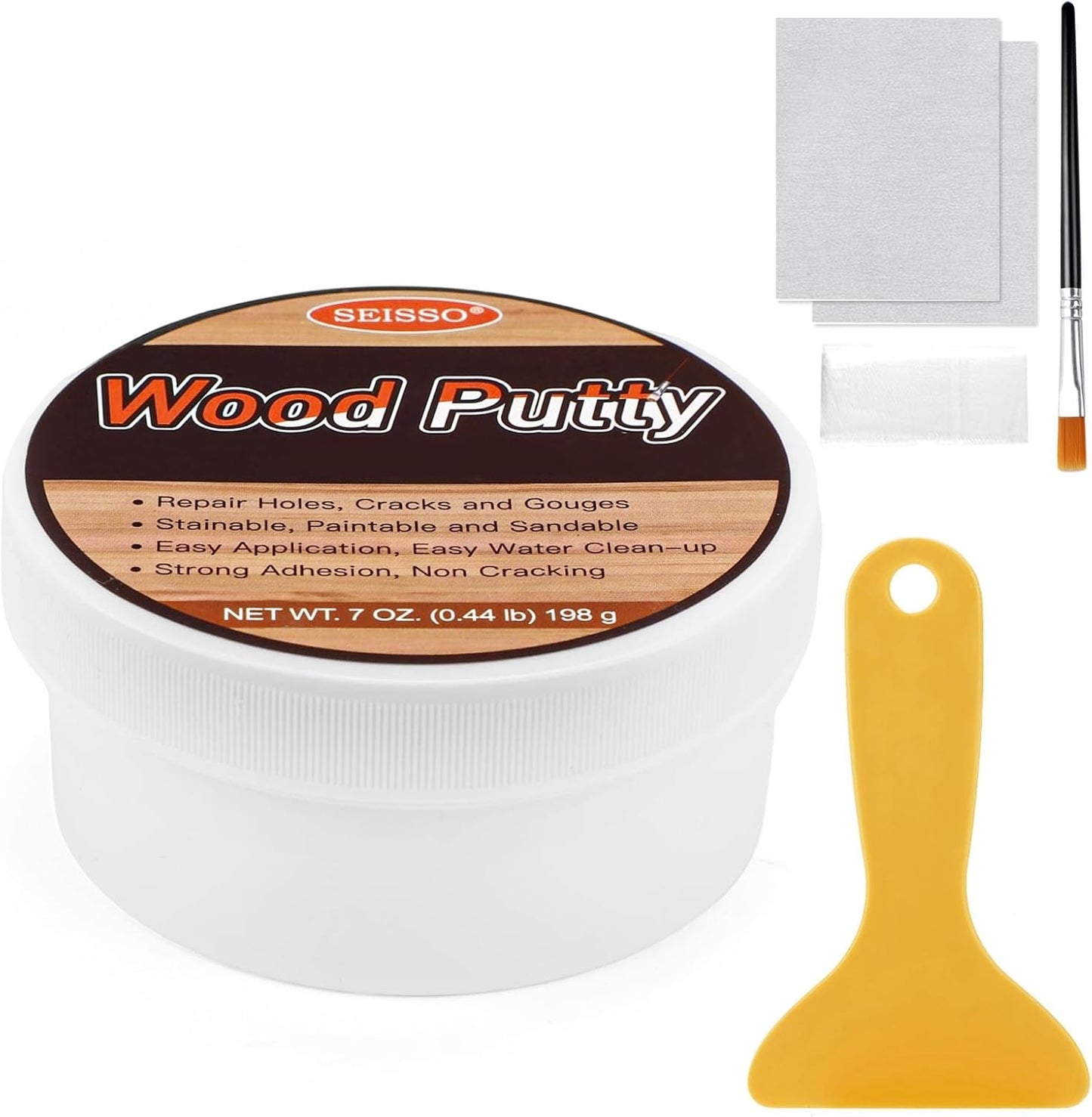 SEISSO Wood Putty, Black Wood Filler Paintable, Wood Putty Outdoor Waterproof, Wood Repair Putty