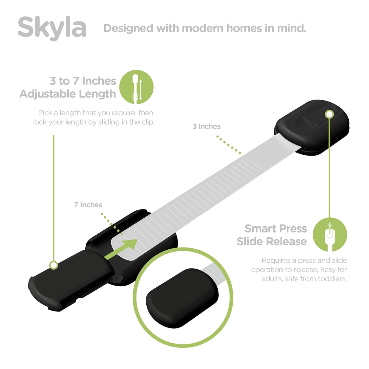 SKYLA HOMES Baby Locks (8-Pack) Child Safety Cabinet Proofing - Safe Quick and Easy 3M Adhesive