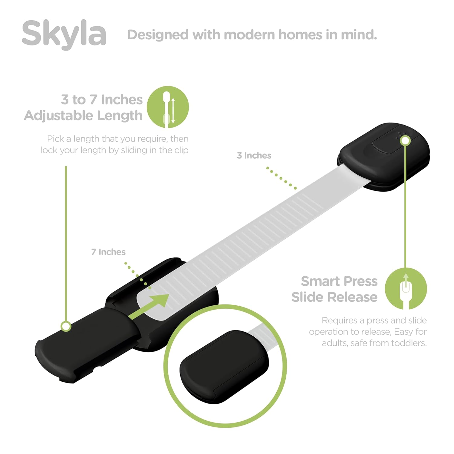 SKYLA HOMES Baby Locks (8-Pack) Child Safety Cabinet Proofing - Safe Quick and Easy 3M Adhesive