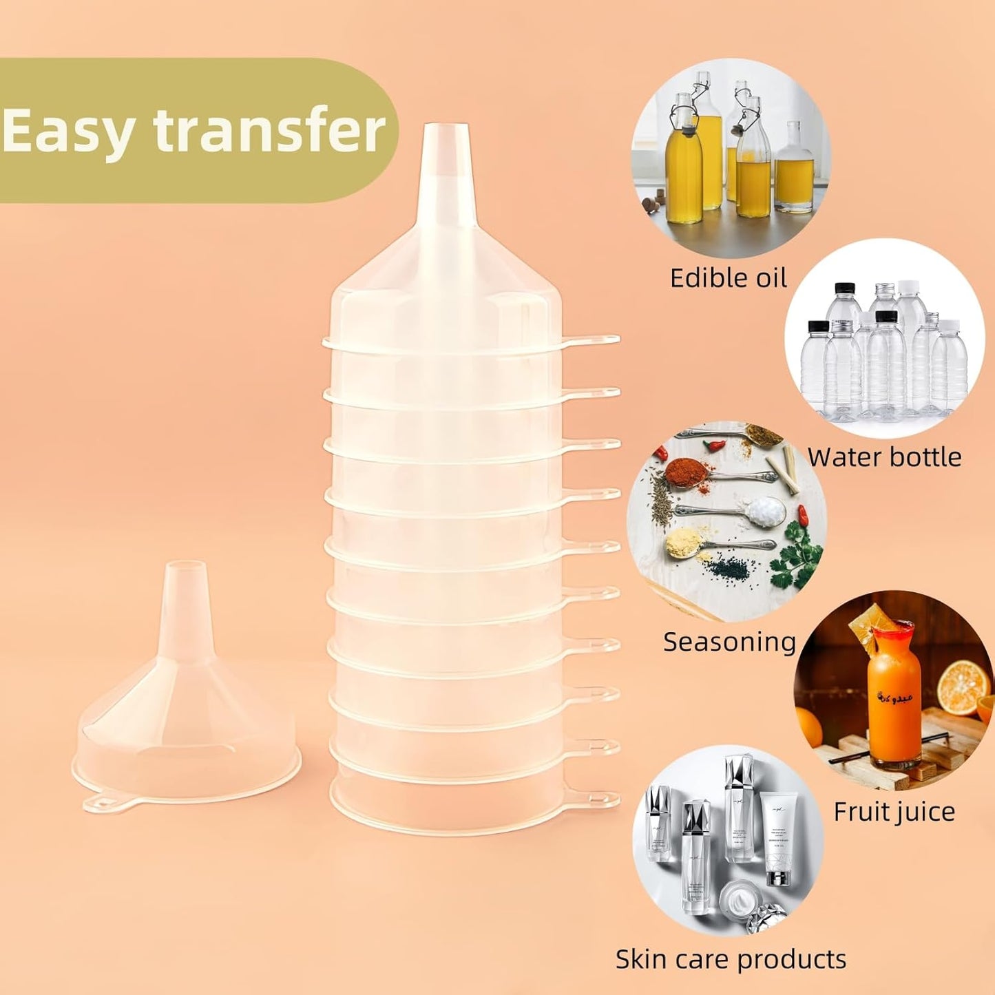 Small Funnels 4 Pack Food Grade Funnel Easily Transfer Liquids Granules Powders Funnels for Kitchen