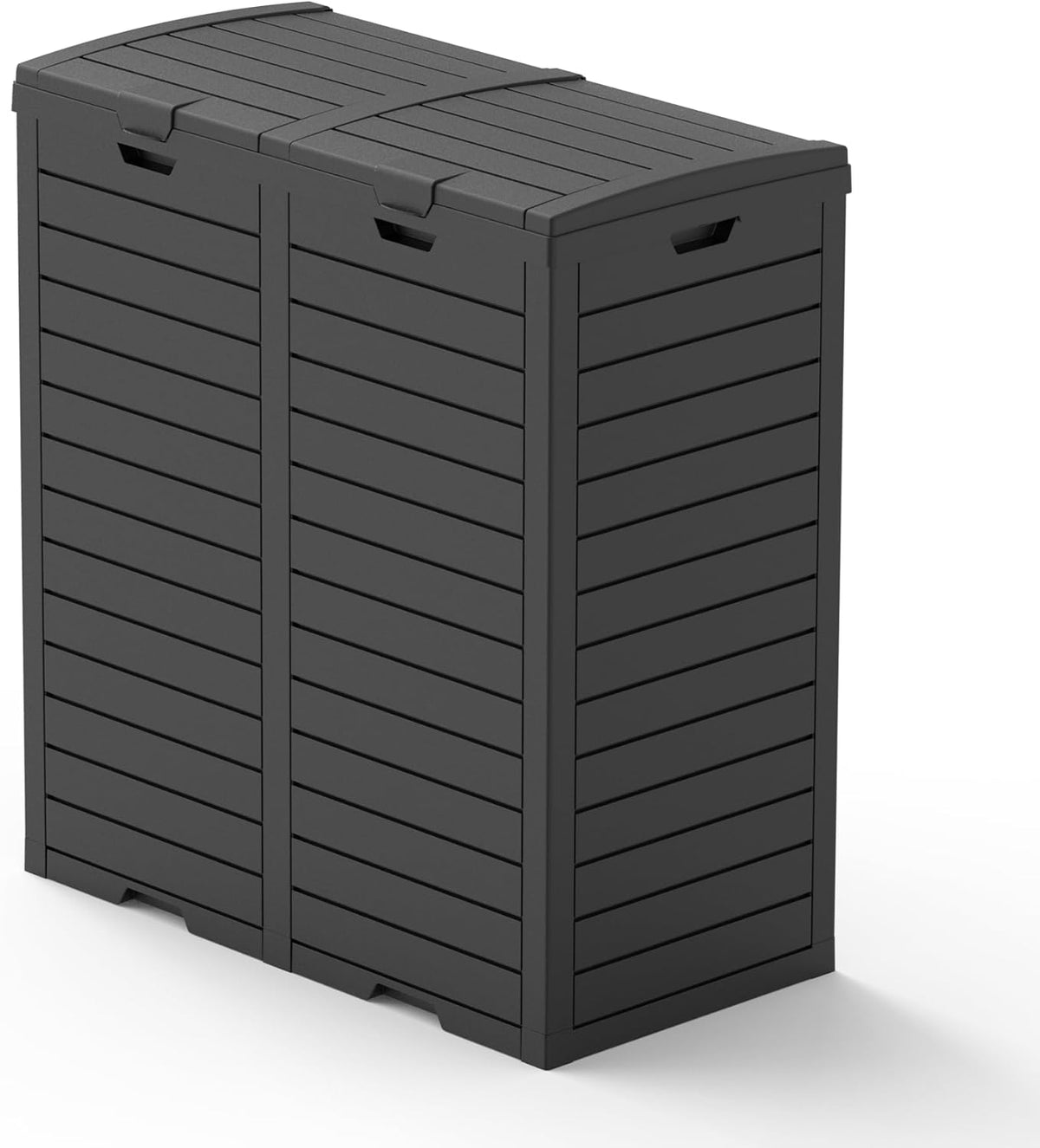 62 Gallon Outdoor Trash Can, Waterproof Resin Trash Can with Layered Lid and Drip Tray, Perfect for