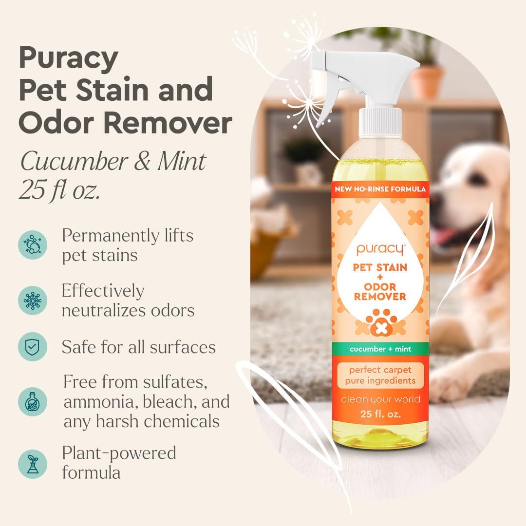 Puracy Pet Stain and Odor Remover - Enzyme Cleaner for Dog Urine and Poop Carpet - Cat Pee Enzyme