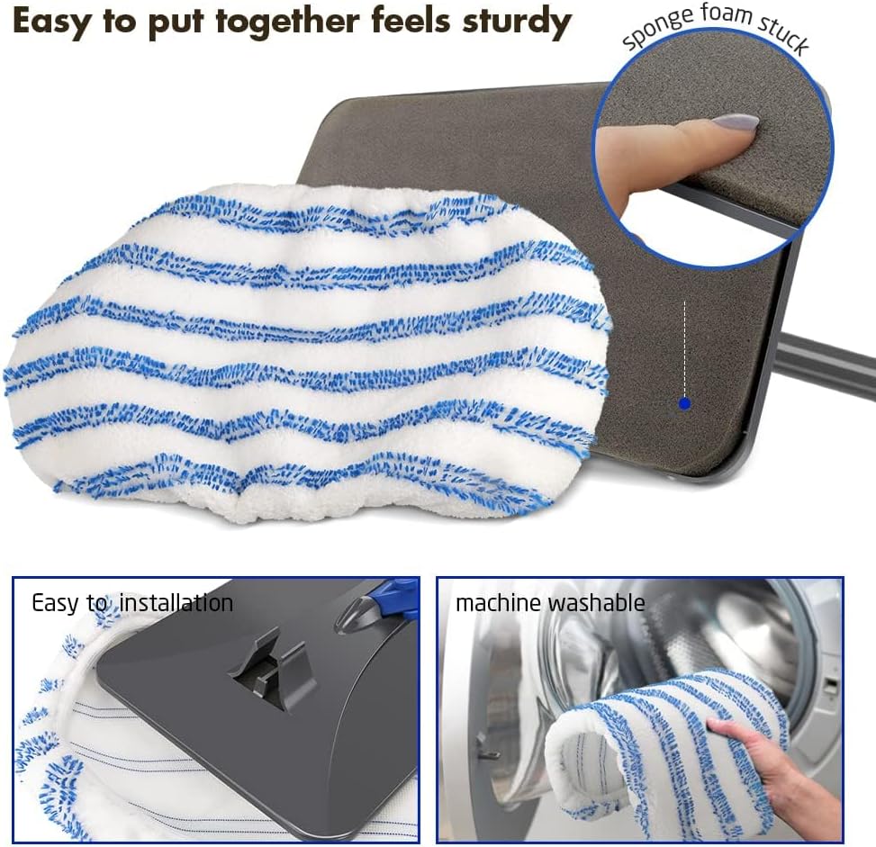 Masthome Extra Large Microfiber Mop for Floor Cleaning, 16“ Flat Mop with 5 Pad for Wet & Dry Use