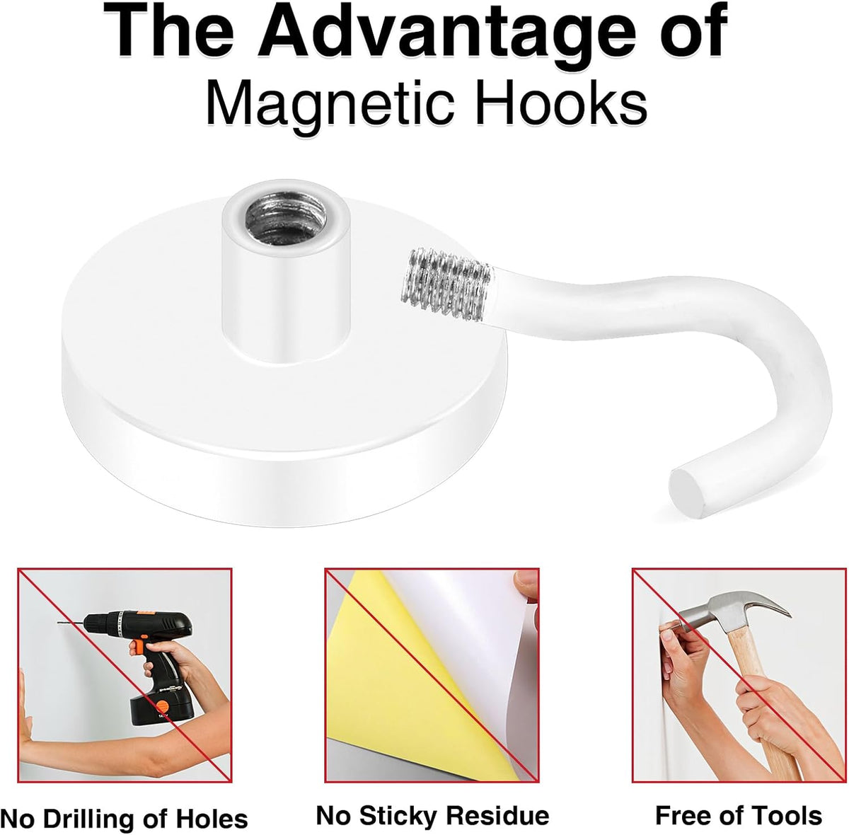 MIKEDE Magnetic Hooks Heavy Duty, 150LB Super Strong Magnetic Hooks for Cruise, Neodymium Earth