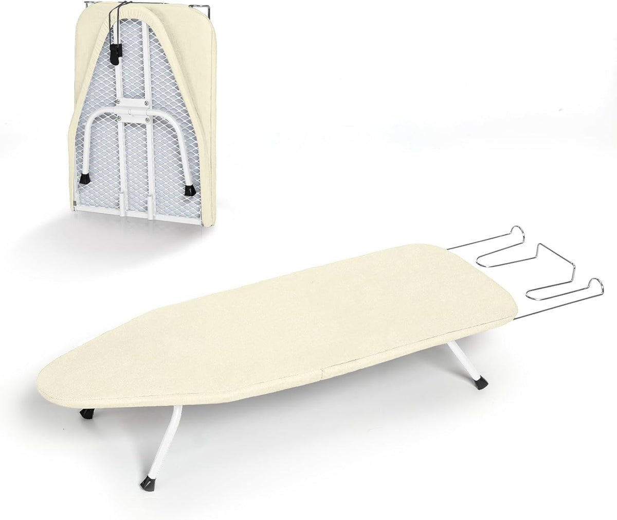 Metal Small Ironing Board Tabletop 31x12, RAINHOL Countertop Mini Iron Board Foldable with Cotton