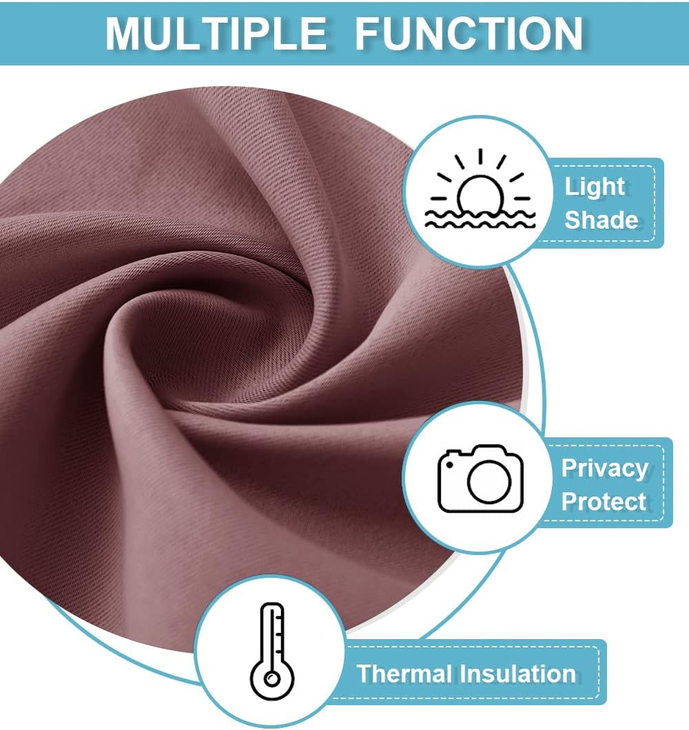 RYB HOME Living Room Curtains Blackout - Light Block Energy Efficiency Small Window Treatment