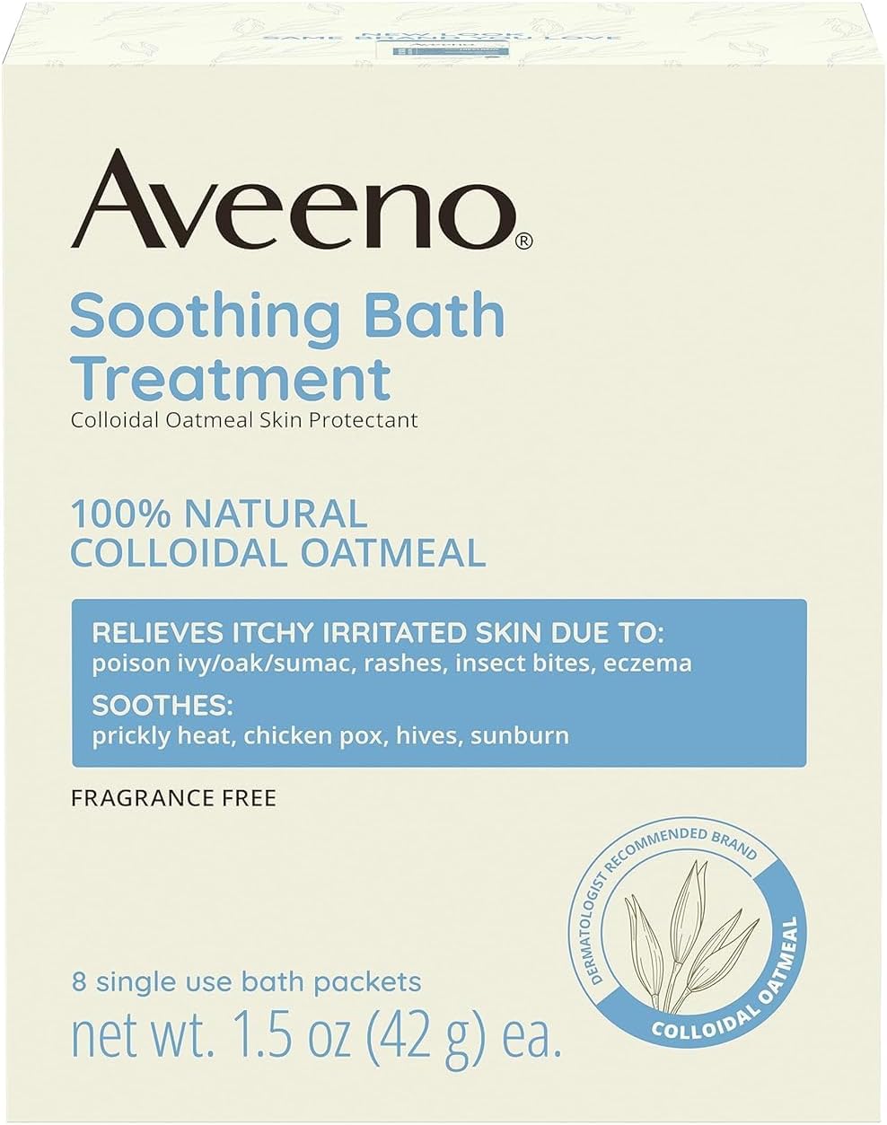 Aveeno Fragrance Free Soothing Bath Treatment, 100% Natural Colloidal Oatmeal, Sensitive Skin Bath