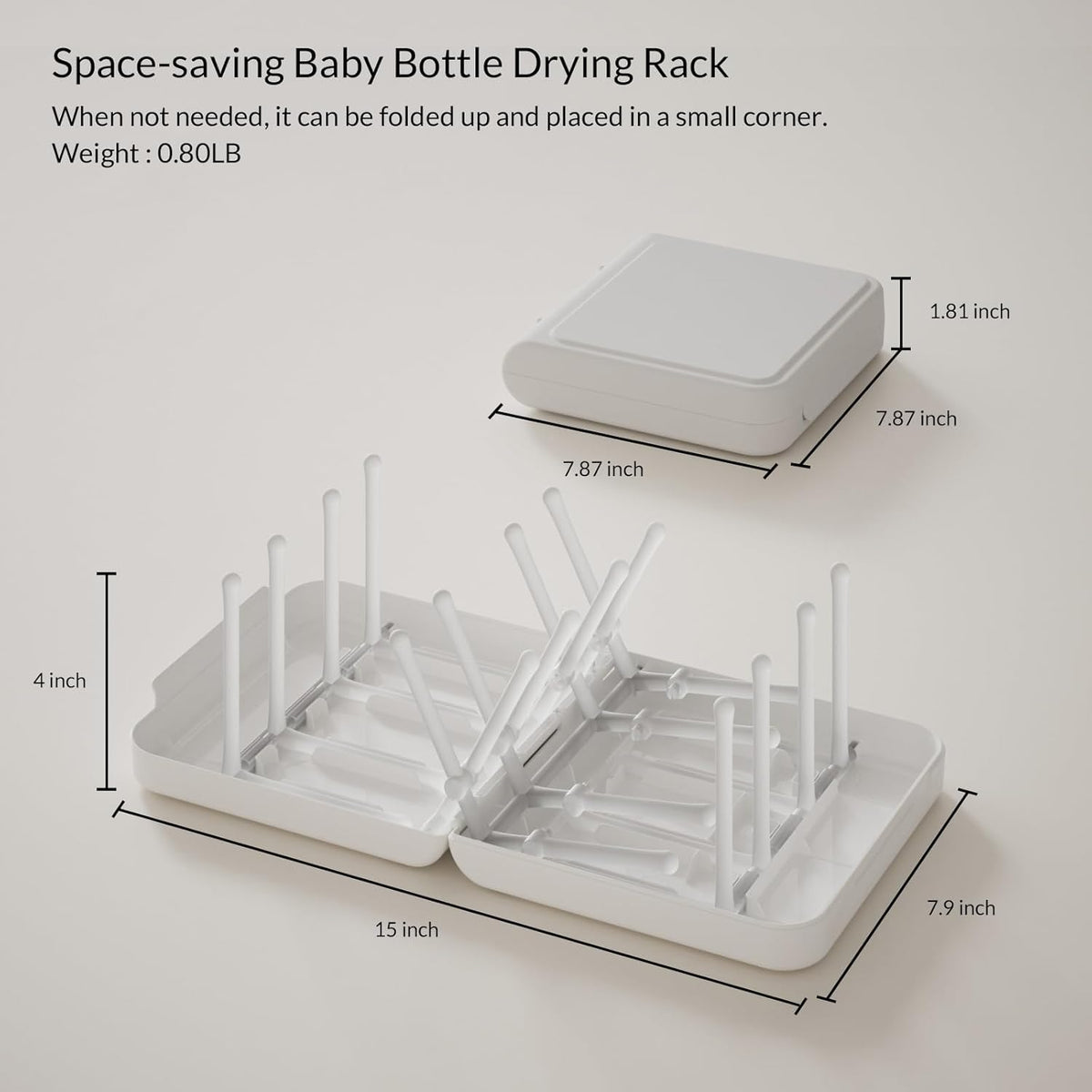 Travel Bottle Drying Rack Space Saving,Foldable Bottle Drain Rack with 16 Ribs,Portable Baby Bottle