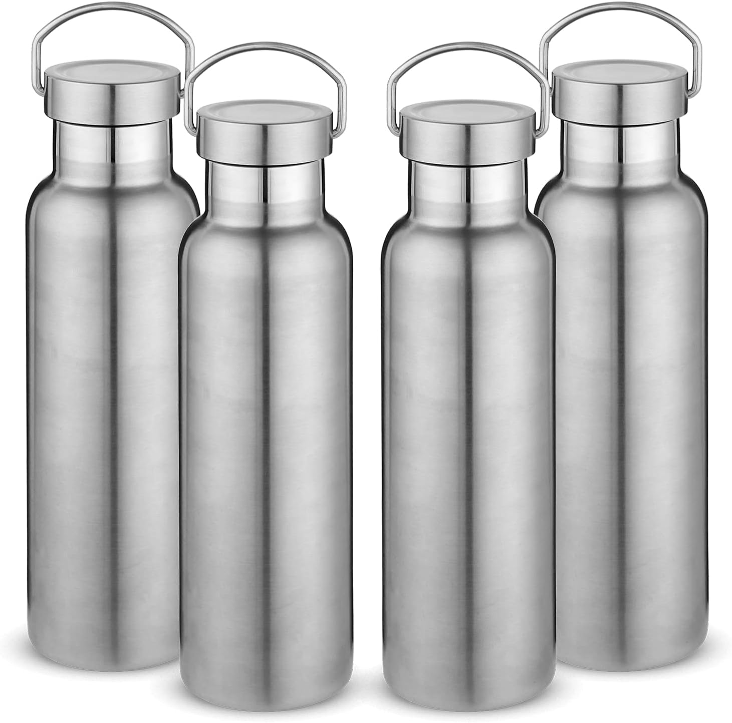 Neihepal 20 oz Insulated Water Bottles Bulk 4 Pack,Stainless Steel Double Wall Sport Bottle with