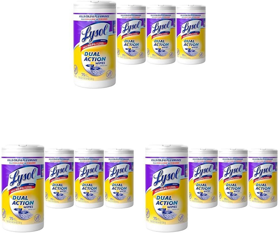 Lysol Dual Action Disinfectant Wipes, Multi-Surface Antibacterial Scrubbing Wipes, For Disinfecting