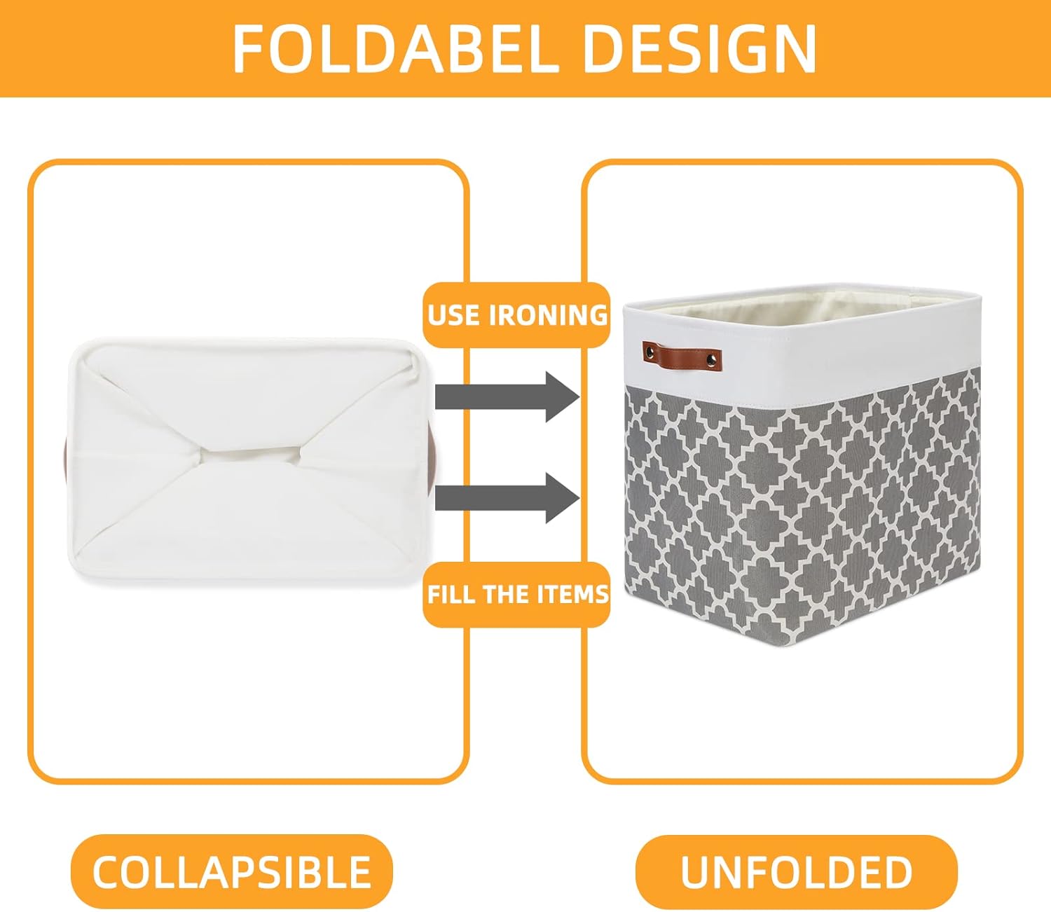 DULLEMELO Storage Baskets Large 17"x12"x15" Foldable Rectangular Storage Bins Baskets for