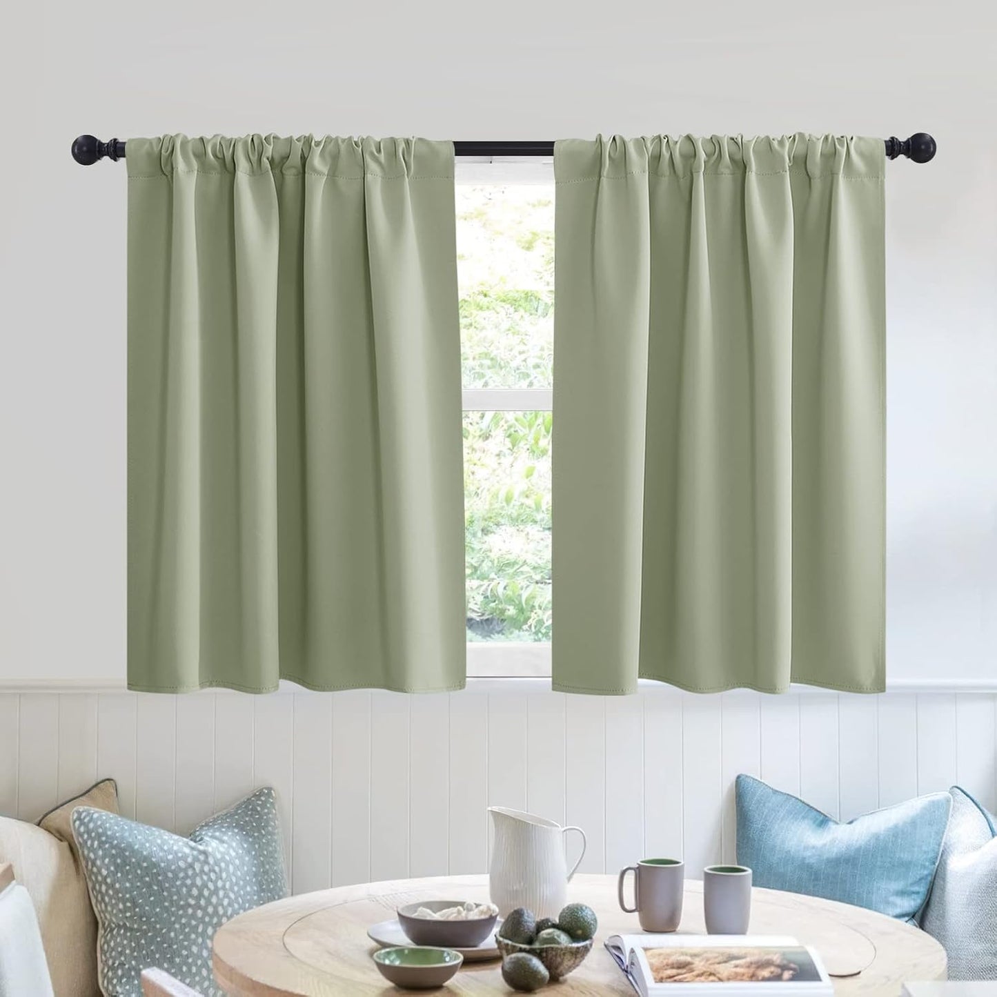 RYB HOME RV Curtains for Camper Windows - Soft Thermal Insulated Small Window Curtain Tiers for