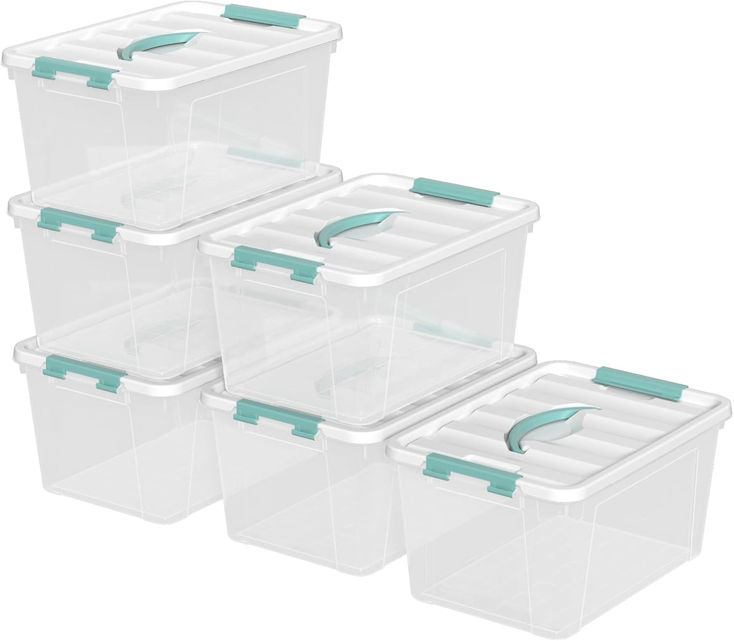 Xyskin 6 Pack 14 Quart Stackable Plastic Storage Bins with Lids and Latching Buckles, Storage Latch