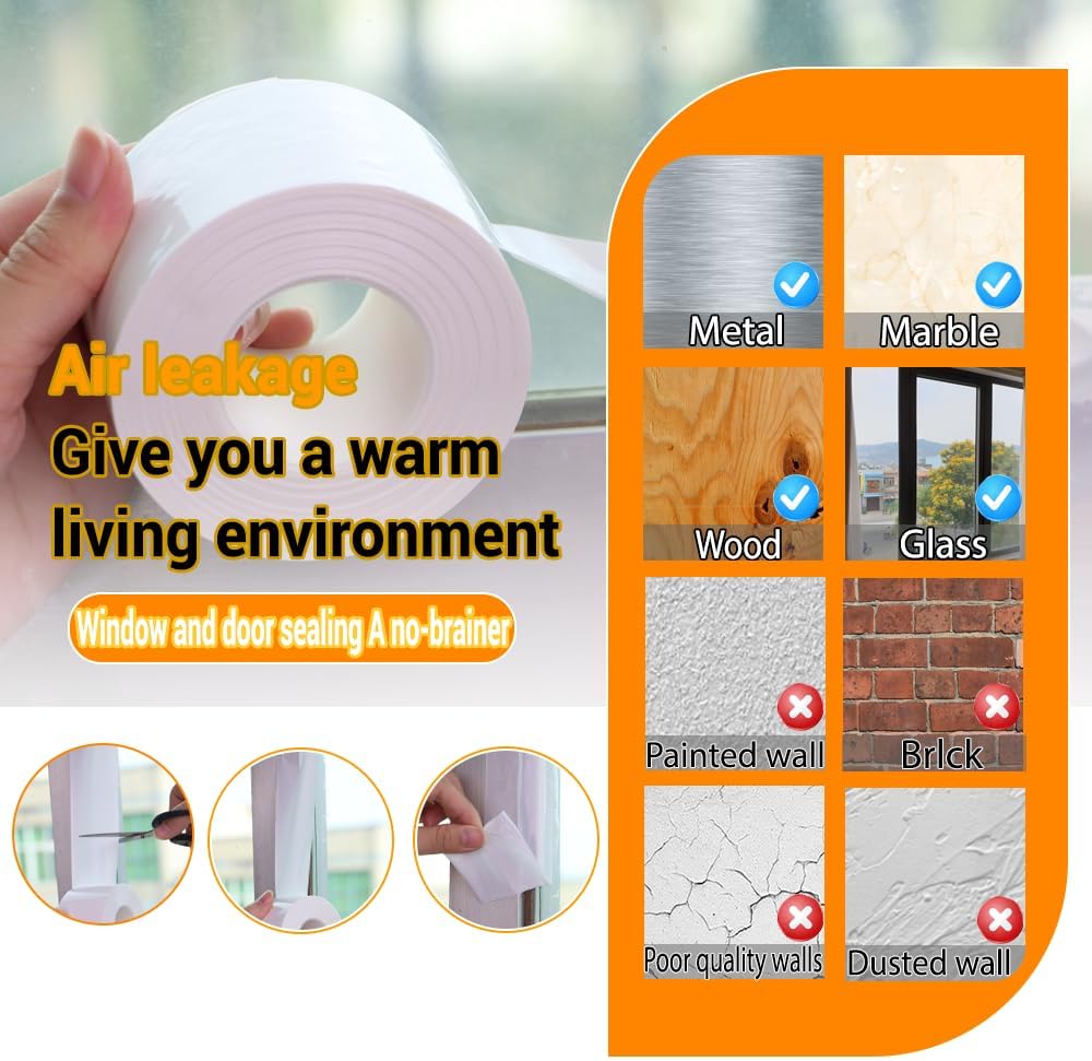 Window Insulation for Winter Weather Sealing Tape 2 Inch x 50 Yards Weather Stripping Residue Free