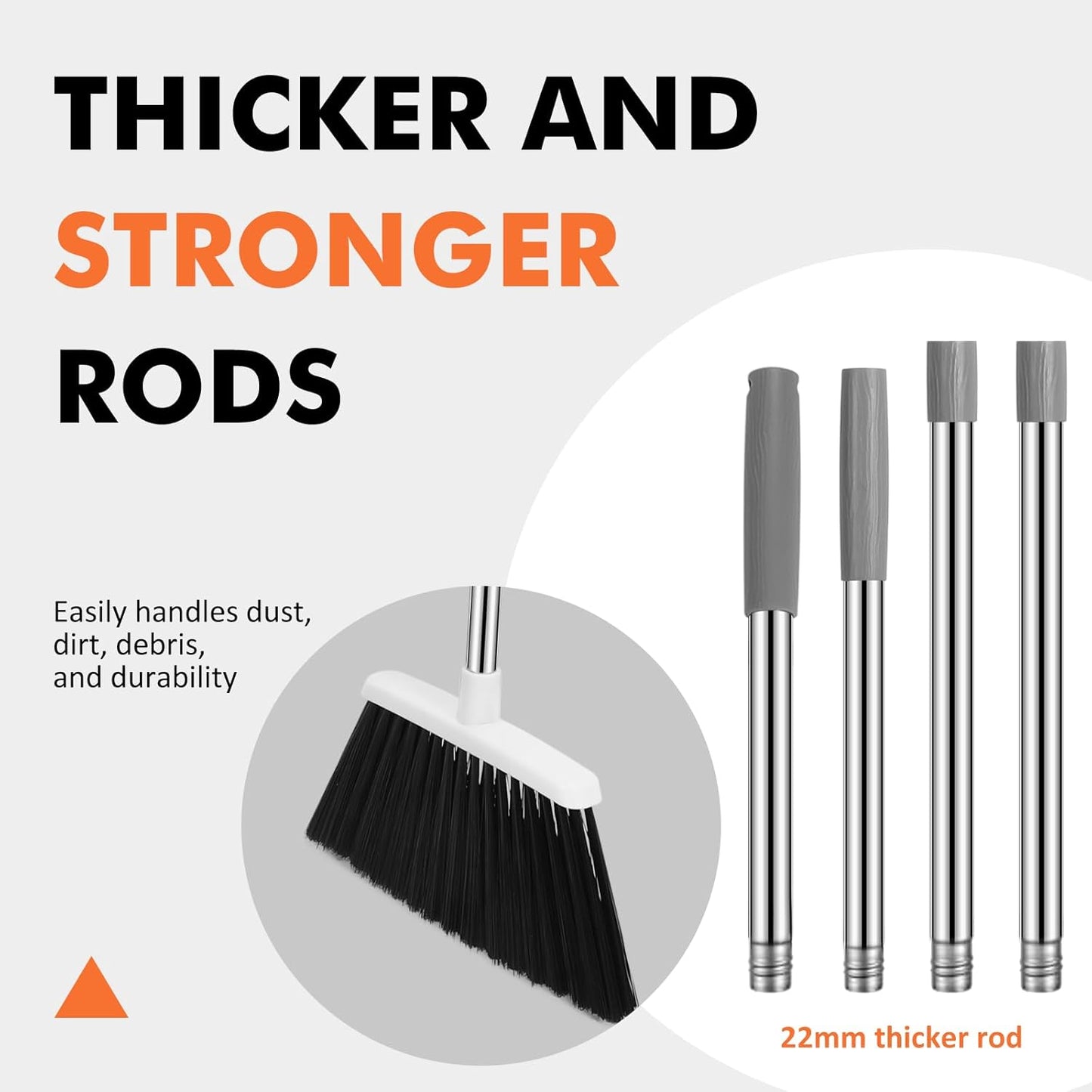 Heavy Duty Broom, 55 Inch Long Handle Outdoor Large Angle Brooms, Commercial Broom for Sweeping
