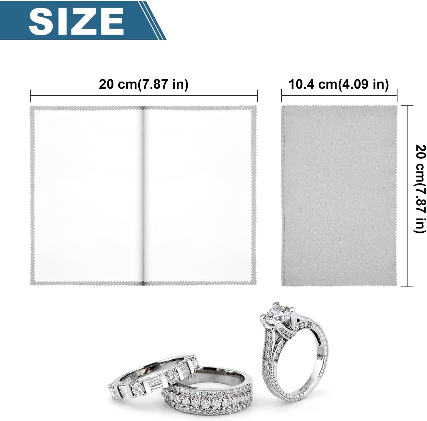 SEVENWELL Silver Polishing Cloth, Jewelry Cleaner Cloth for Sterling Silver Jewelry, Gold