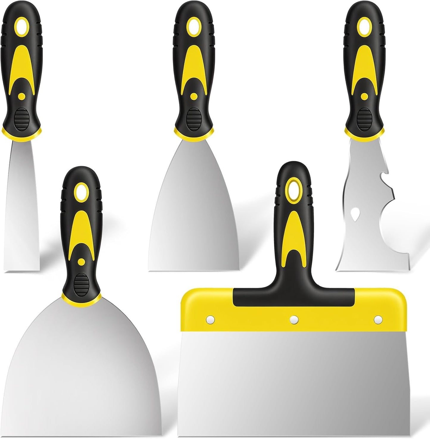 Spackle Knife Set, 5 PCS Stainless Steel Putty Knife Set Include 4 Paint Scrapers and 1 Multi