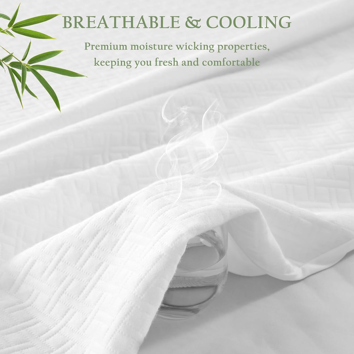 100% Waterproof King Mattress Protector, Breathable Bamboo Rayon Mattress Cover with 8”-21” Deep