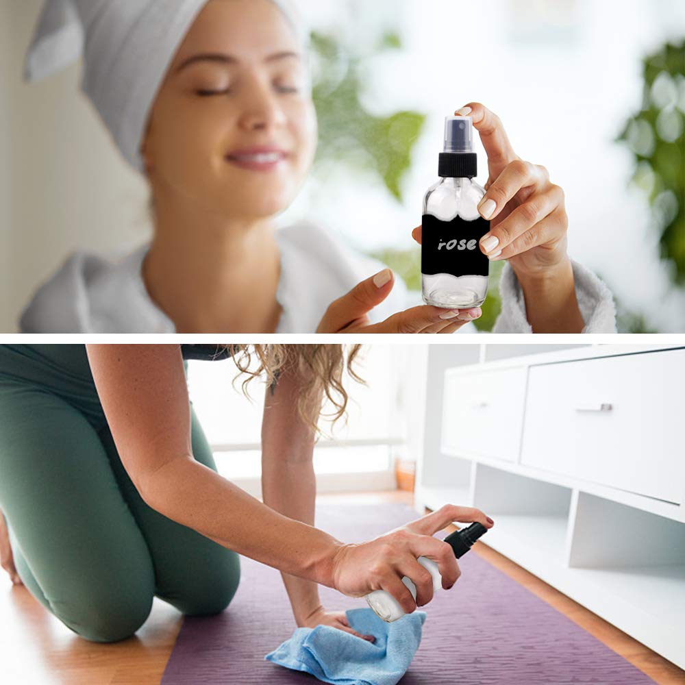 Glass Spray Bottle Kit×10 (2×16 oz, 2×4 oz, 6×2 oz), 9×10 ml Roller Bottles, Anti UV, Multi Size