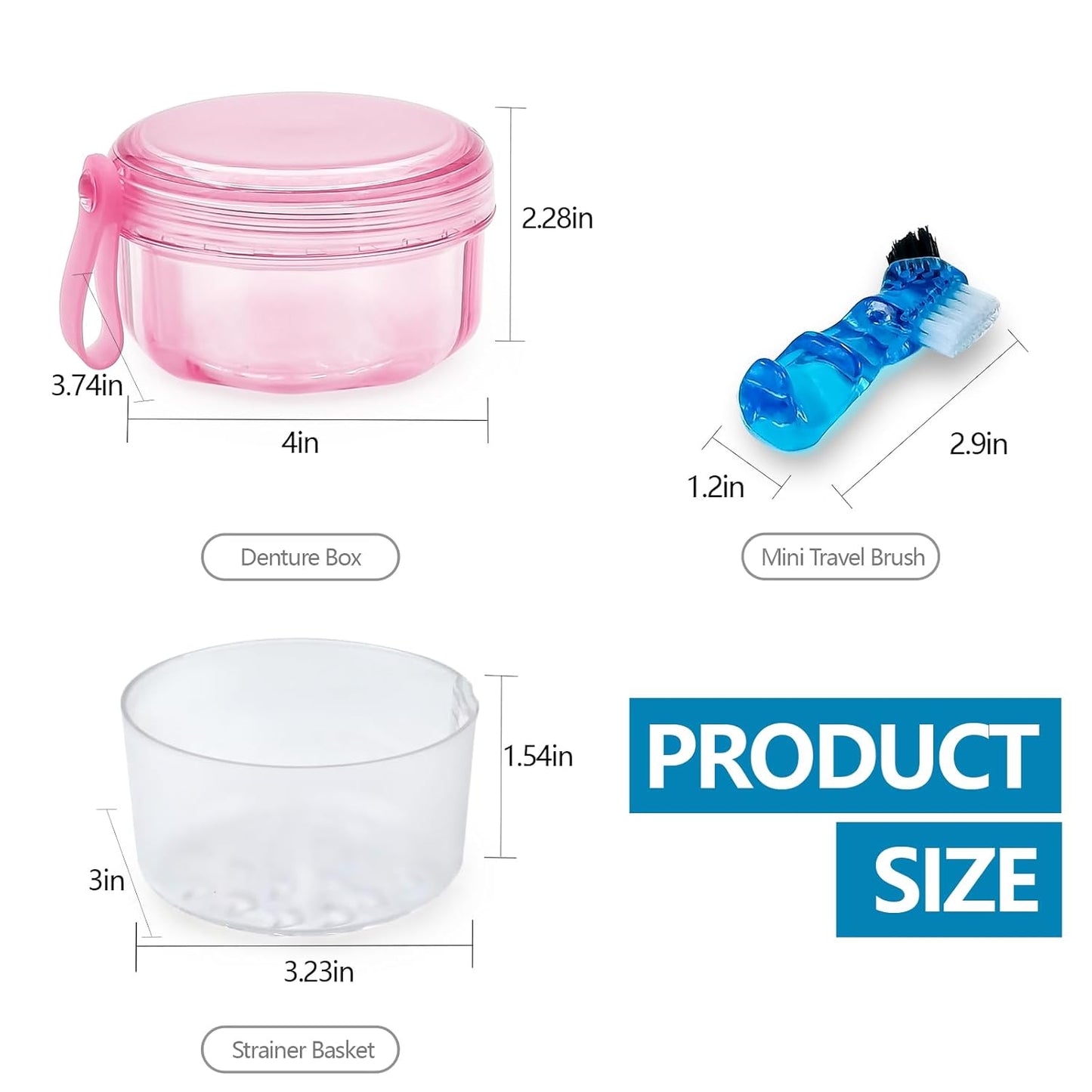 Denture Bath Case Denture Cleaning Cup with Lid Leak Proof, False Teeth Holder Mouthguard Storage