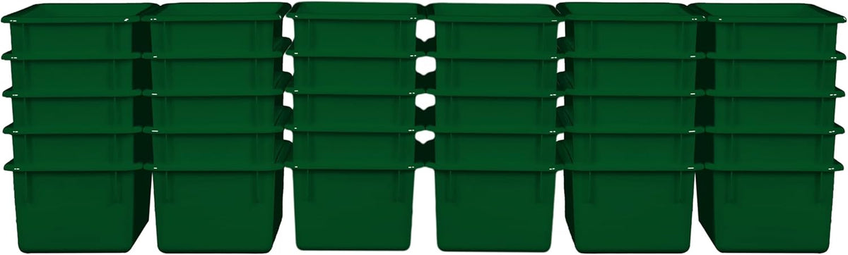 Wood Designs Cubby Storage Bin, Heavy Duty Plastic Containers for Kids Green Cubby Tray Set of 30