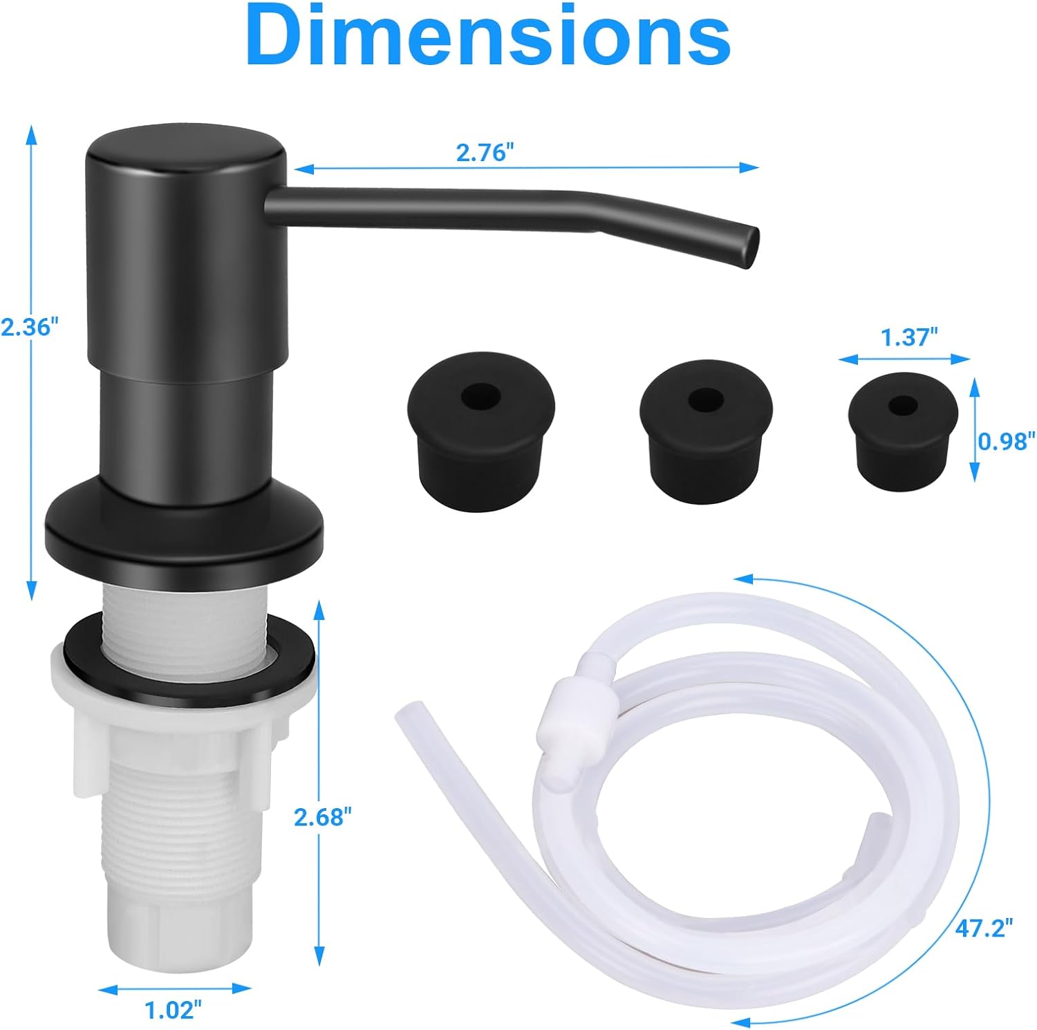 Soap Dispenser Kitchen Sink, Sink Soap Dispenser, 47" Extension Tube kit, Dish Soap Dispenser Pump
