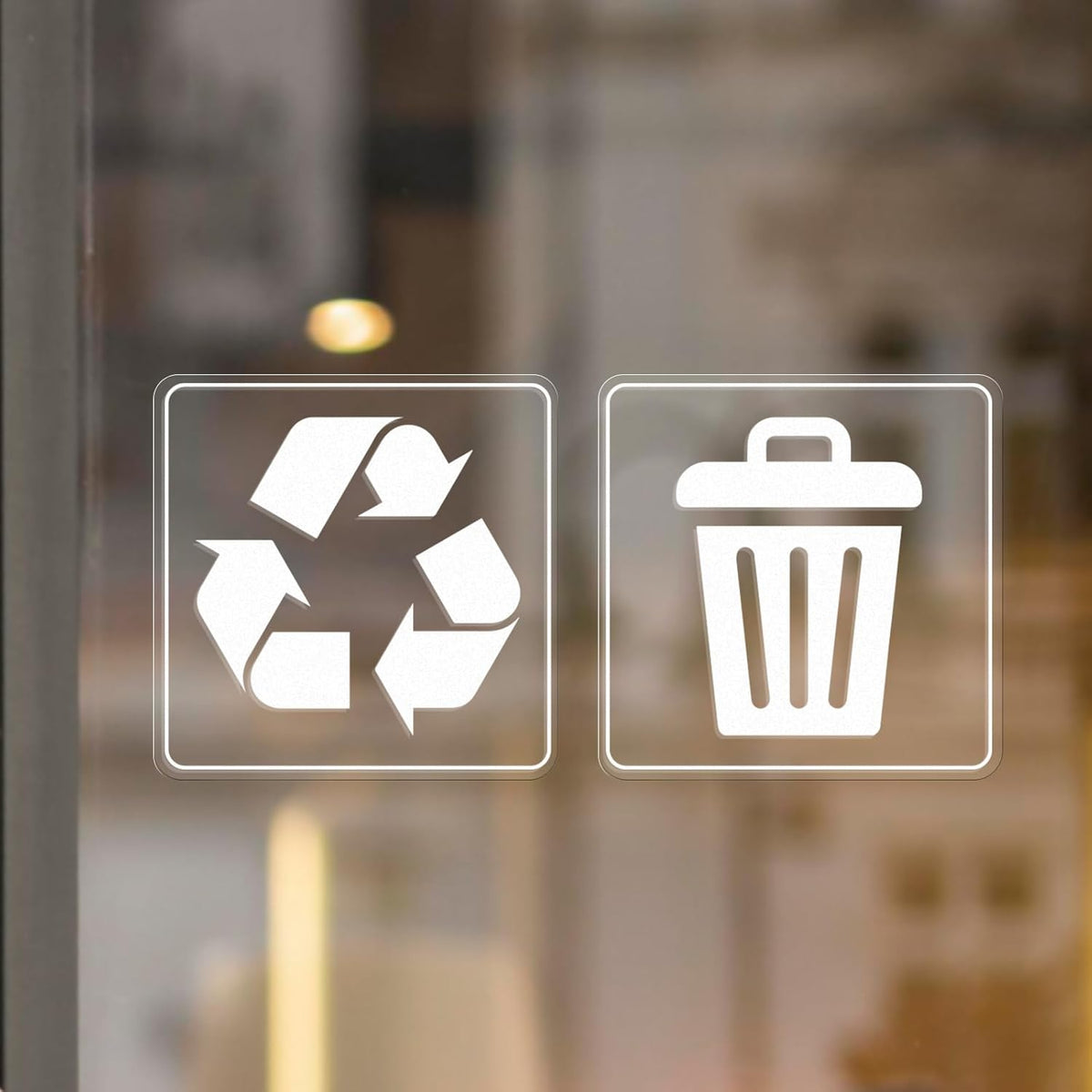 10 Pack Recycle and Trash Clear Stickers 3×3 Inches Vinyl Transparent Weatherproof Self Adhesive