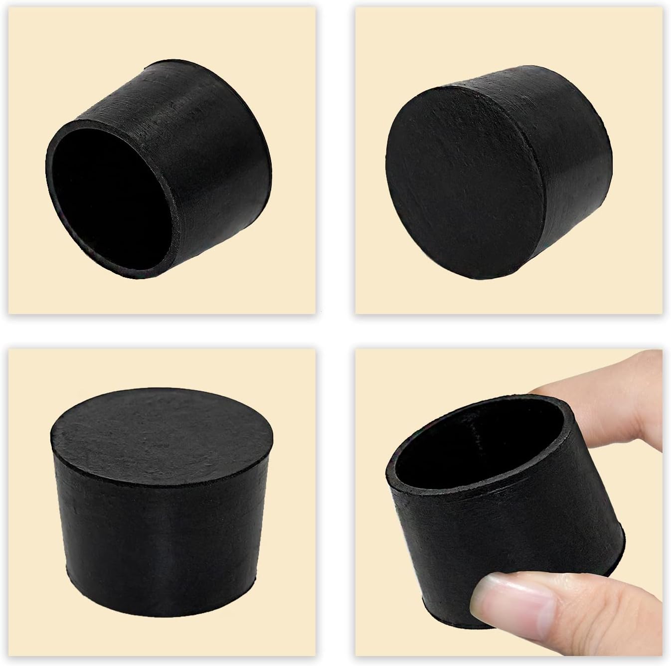 Flyshop 4 Pieces 40mm Rubber Chair Leg Caps Round, Non-Slip Protective Caps for Chair Legs, Floor