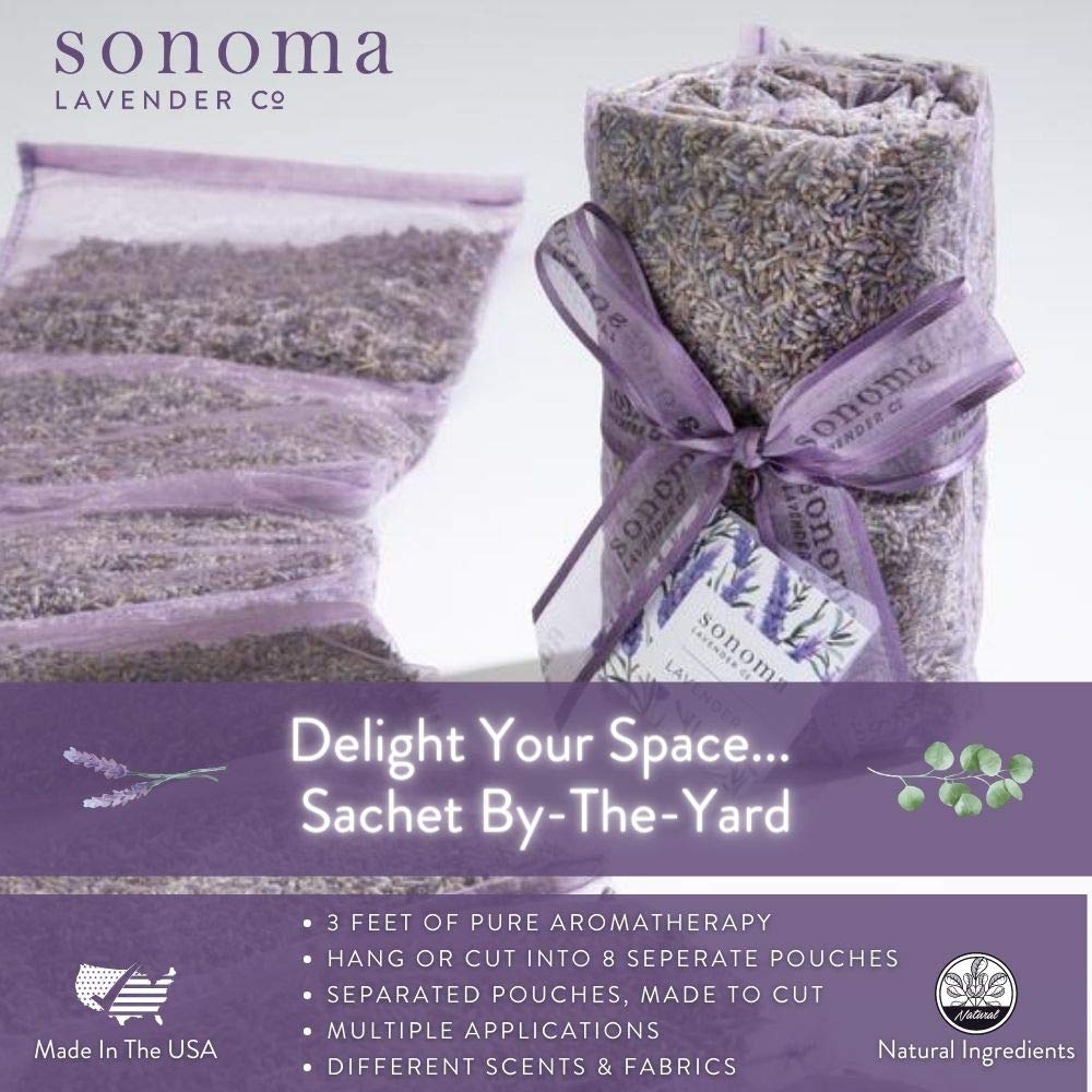 Sonoma Lavender Dried Lavender Sachets by The Yard for Drawers and Closets, Natural Air Freshener