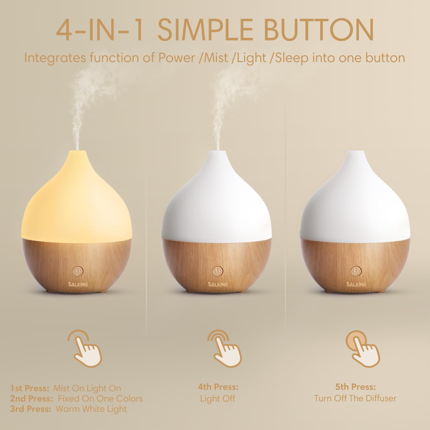 SALKING Essential Oil Diffuser for Home, 100ml Small Aromatherapy Diffuser – view 4