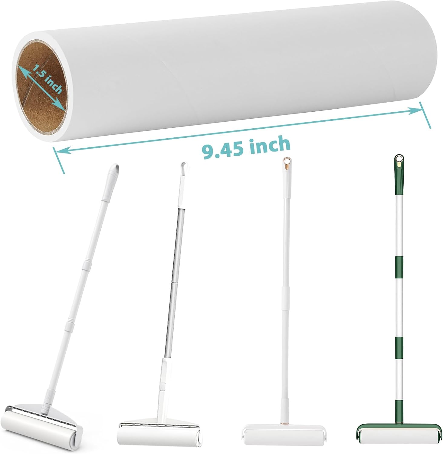 9.45 inch Large Lint Roller Refills for 9.4'' - 9.5'' Wide Lint Rollers for Pet Hair Extra Sticky