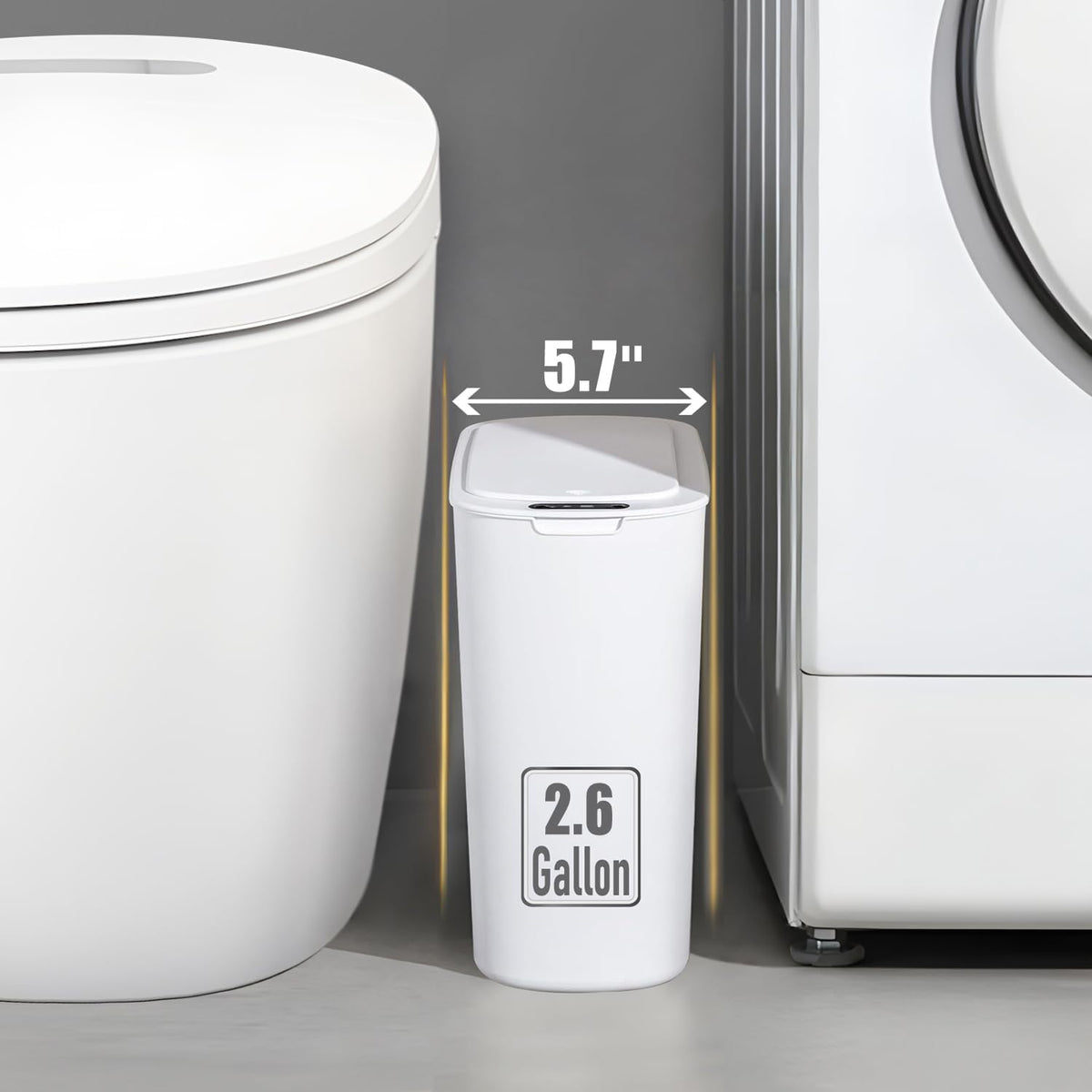 TIPGO Automatic Motion Sensor Bathroom Trash Can with Lid, 2.6 Gallon Touchless Trash Bin, Smart