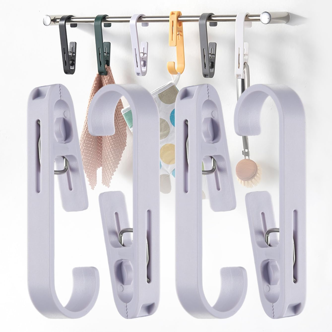 iBetterLife 4Pcs Laundry Hooks Hanging Clips Heavy Duty Outdoor Clothes Pins, Closet Organizer