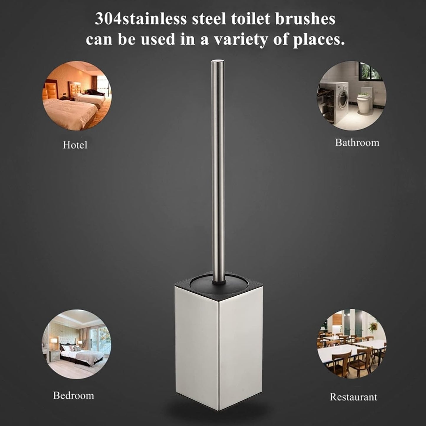 BGL Toilet Brush Holder Stainless Steel 304 Standing Brushed Nickel Square Toilet Bowl Brush for