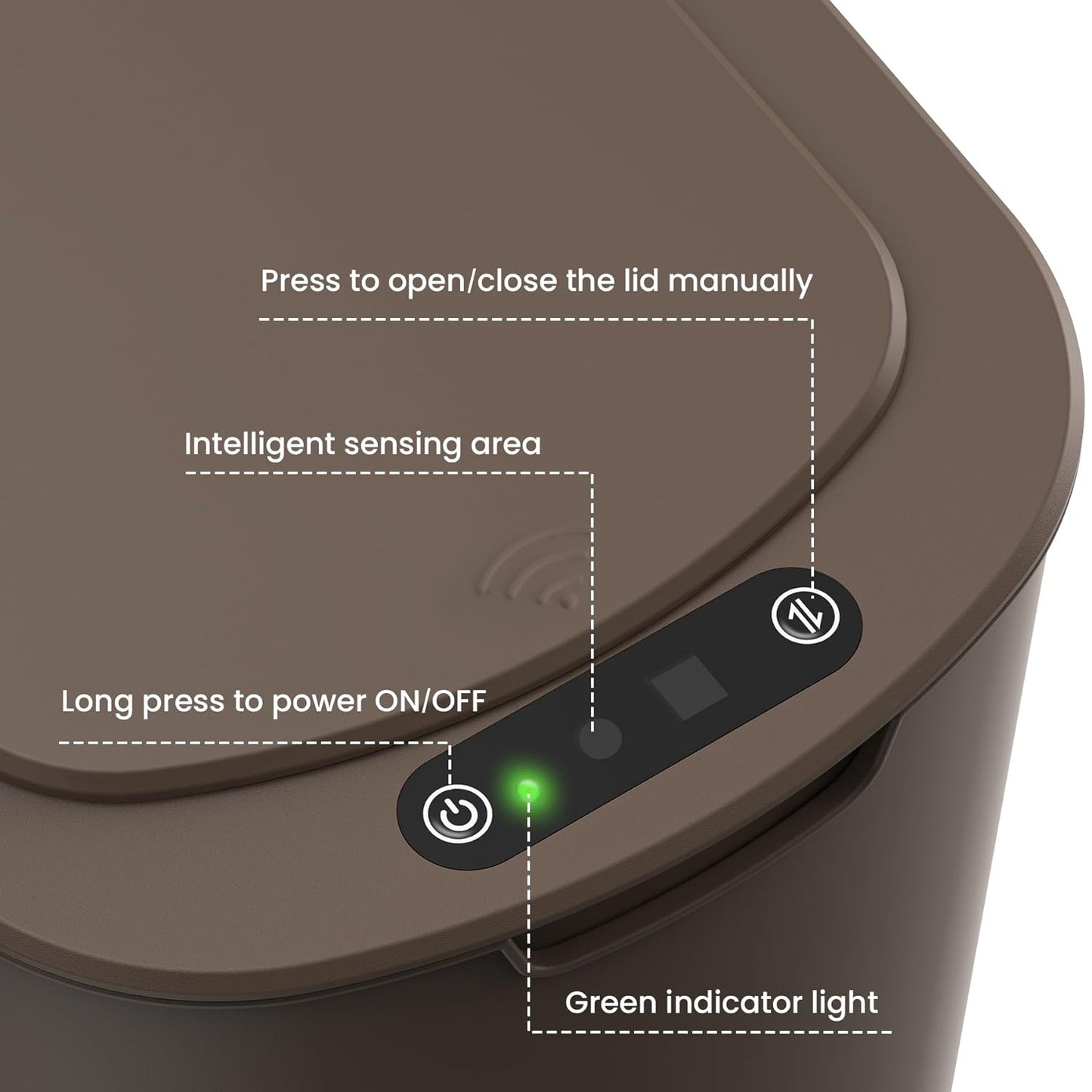 Cesun Automatic Motion Sensor Bathroom Trash Can with Lid, 2.6 Gallon Touchless Trash Bin, Smart