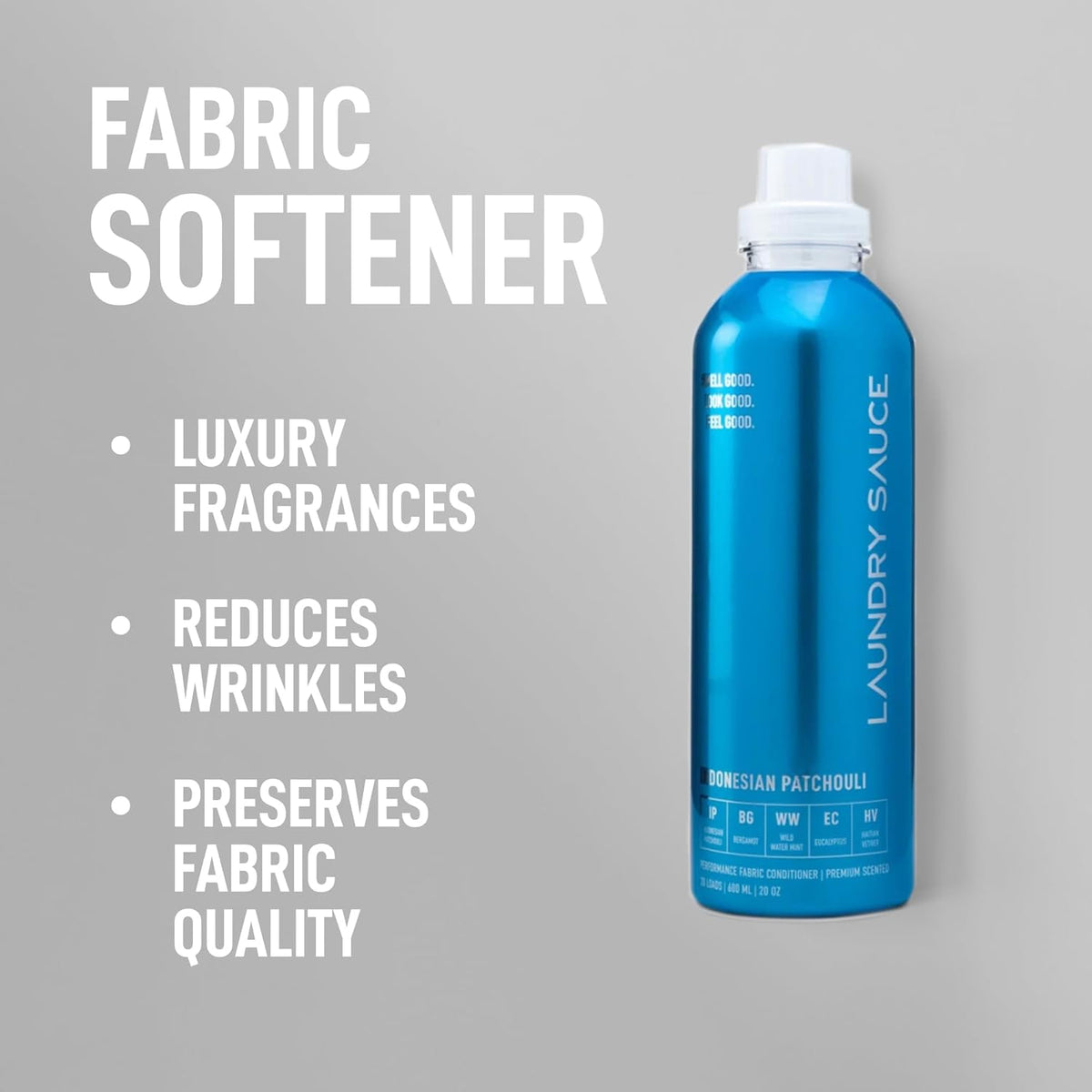 Laundry Sauce - Laundry Fabric Softener (Indonesian Patchouli) Luxury Fragrance, Softens &