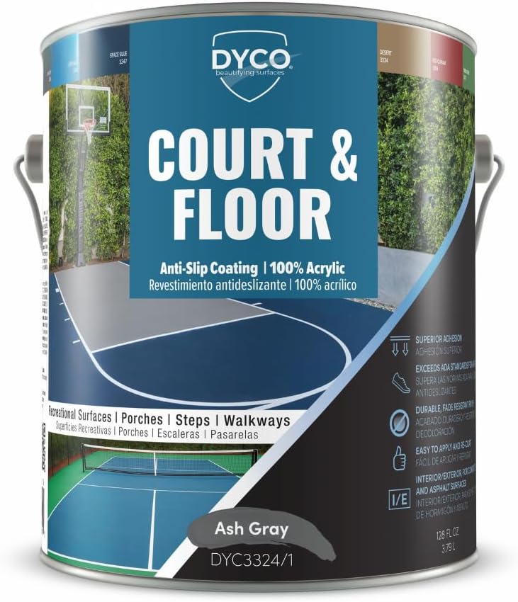 DYCO Court & Floor Anti-Slip Coating - Slip-Resistant Pavement, Cement & Concrete Paint for