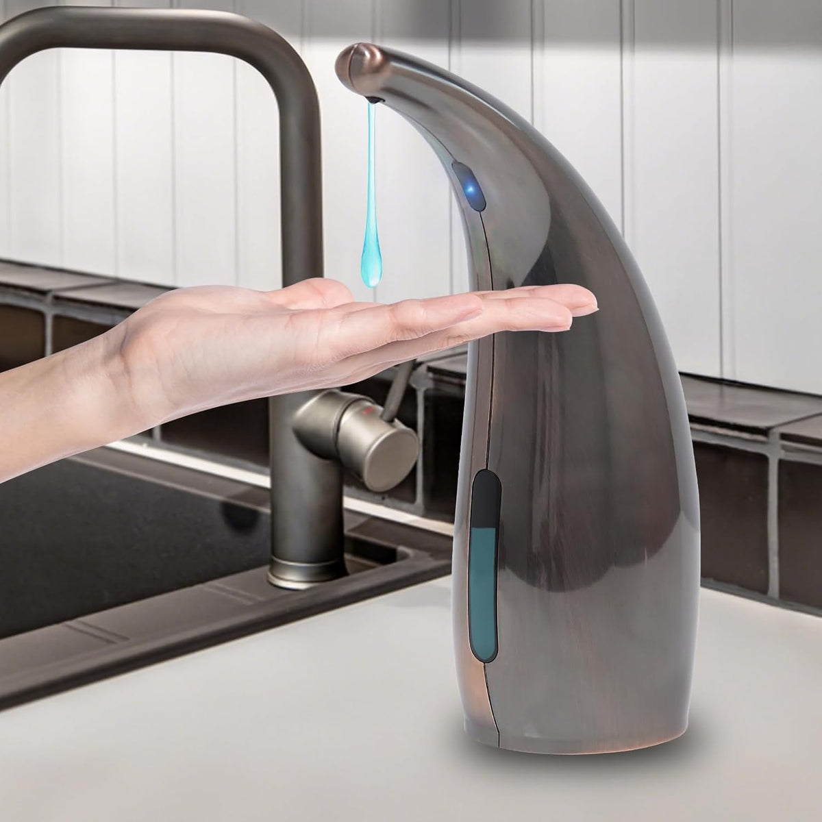 Automatic Liquid Soap Dispenser,300ML Touchless 4 Gear Adjustable, Countertop Electric Battery
