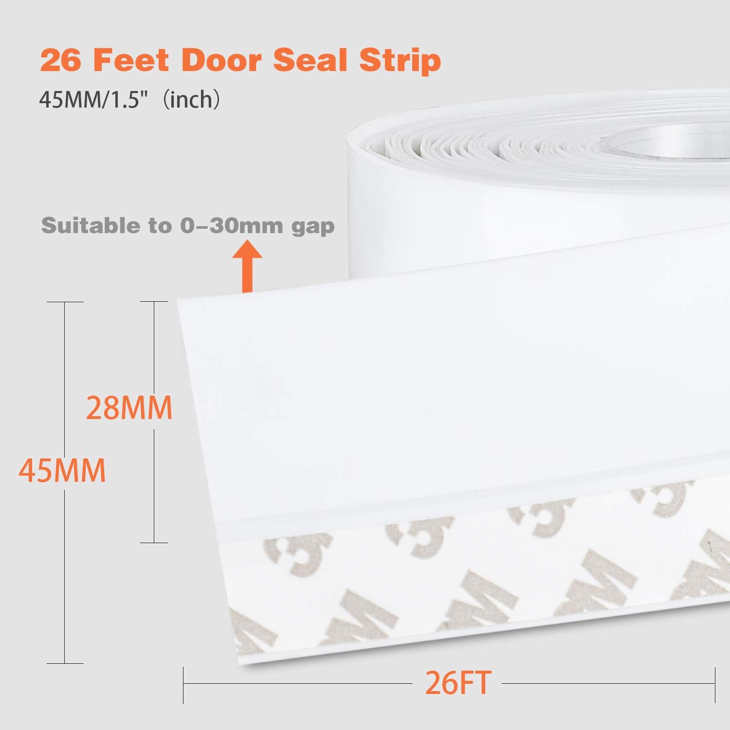 26 Feet Silicone Seal Strip, Weather Stripping Seal Tape for Door, Window & Shower Glass Gaps