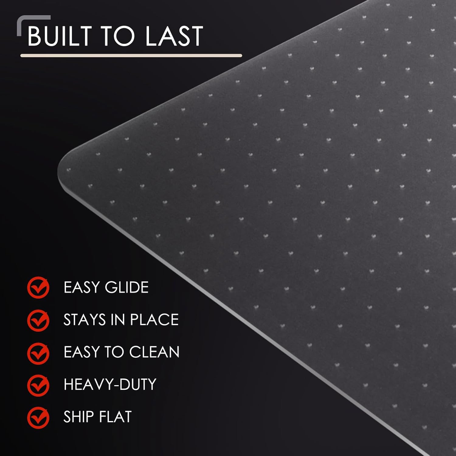Kuyal Office Chair Mat for Carpet, Set of 2, 40x48 Clear Heavy Duty Computer Chair Mat, Under Desk