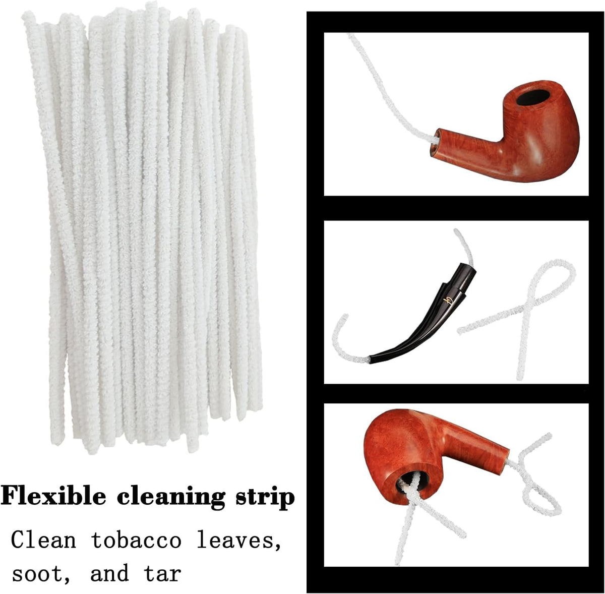 WAFJAMF Multifunctional Pipe Cleaning Kit,50 Pieces of Cleaning Strip 1 Pcs 3-in-1 Pipe Tamper