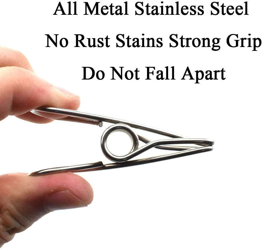 HAHIYO Clothespins Chip Clips All Metal Stainless Steel No Rust Stains Strong Grip in Heavy Wind