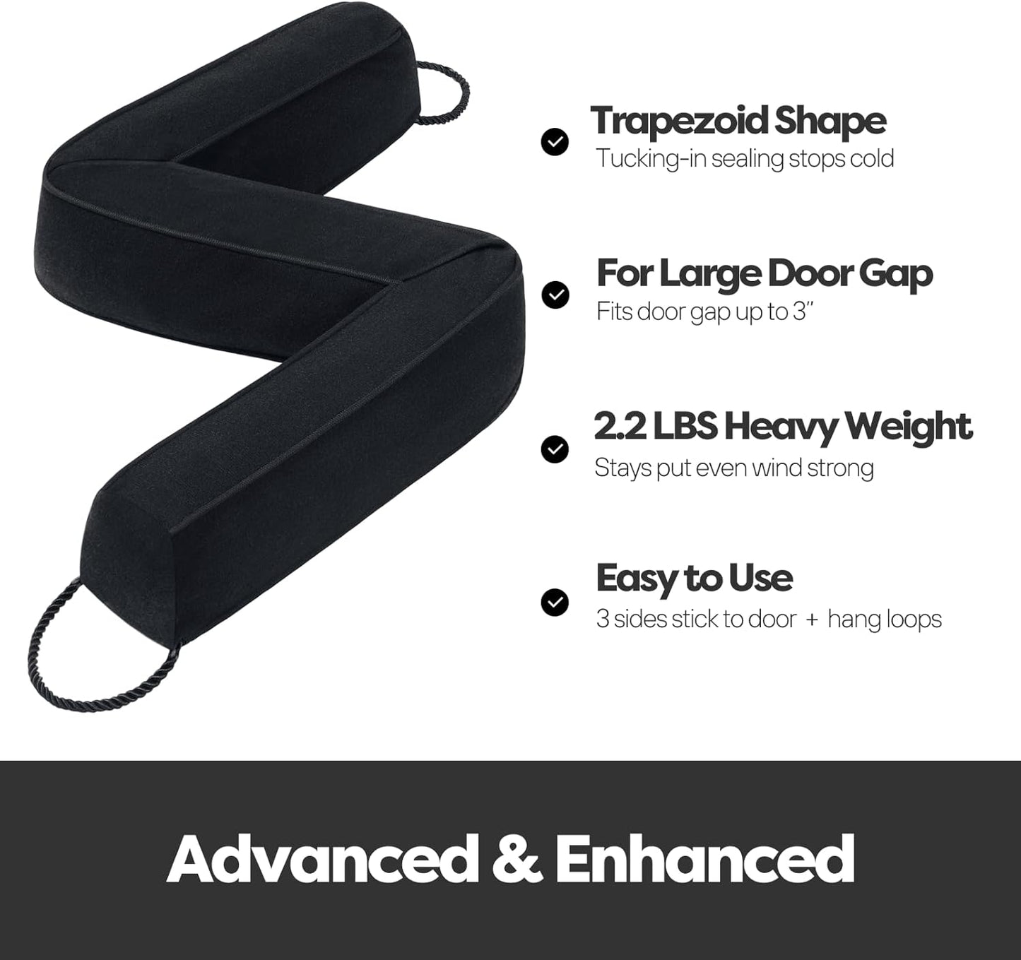 Weighted Door Draft Stopper for Front Door, Easy to Use Heavy 36 inch Door Bottom Winter Cold Air