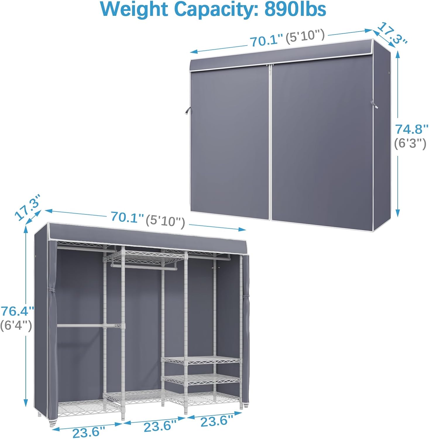VIPEK V5C Portable Bedroom Armoires Wardrobe Closet with Cover, Heavy Duty Covered Clothes Rack