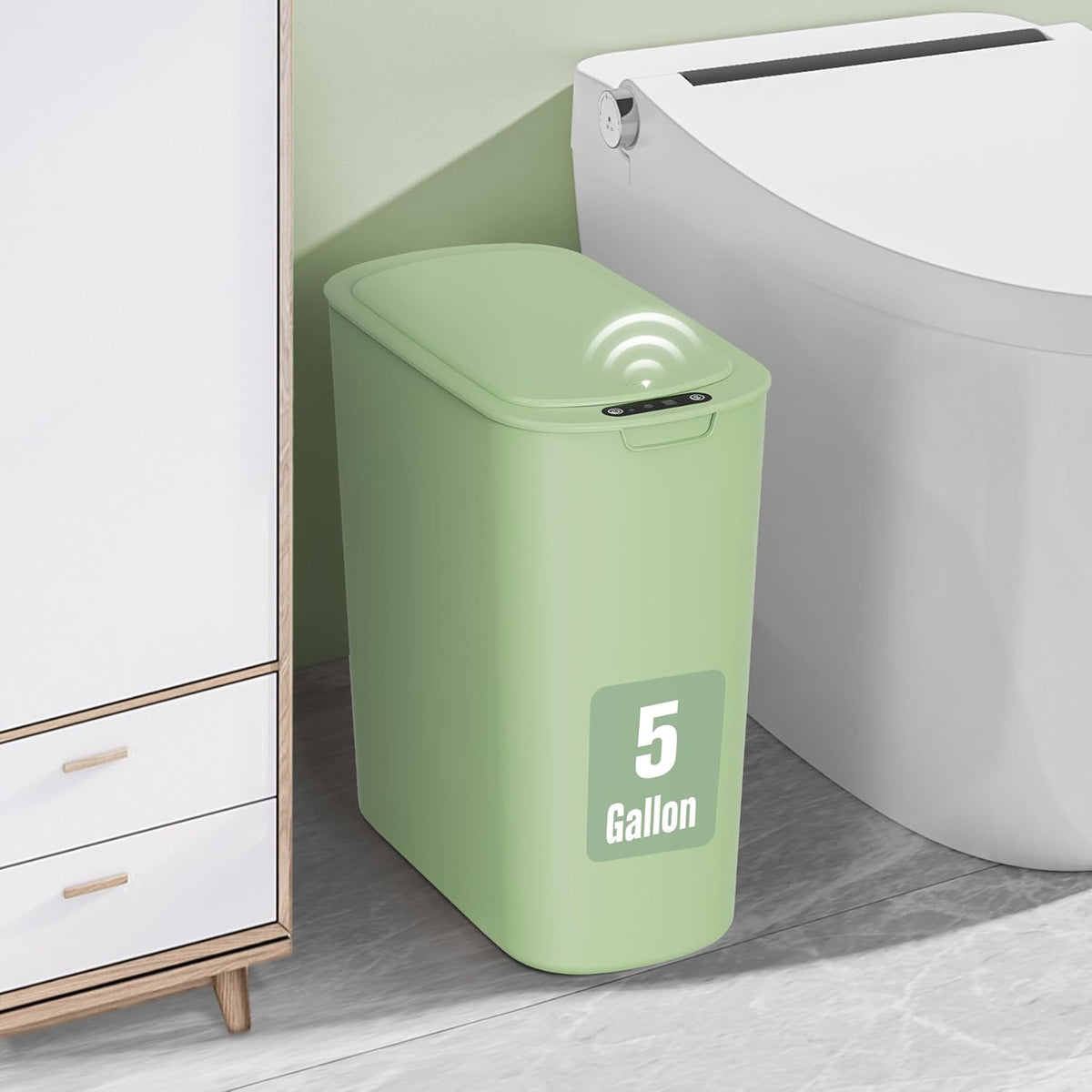 Cesun Motion Sensor Trash Can, 5 Gallon Automatic Bathroom Garbage Can with Lid, Touchless Smart