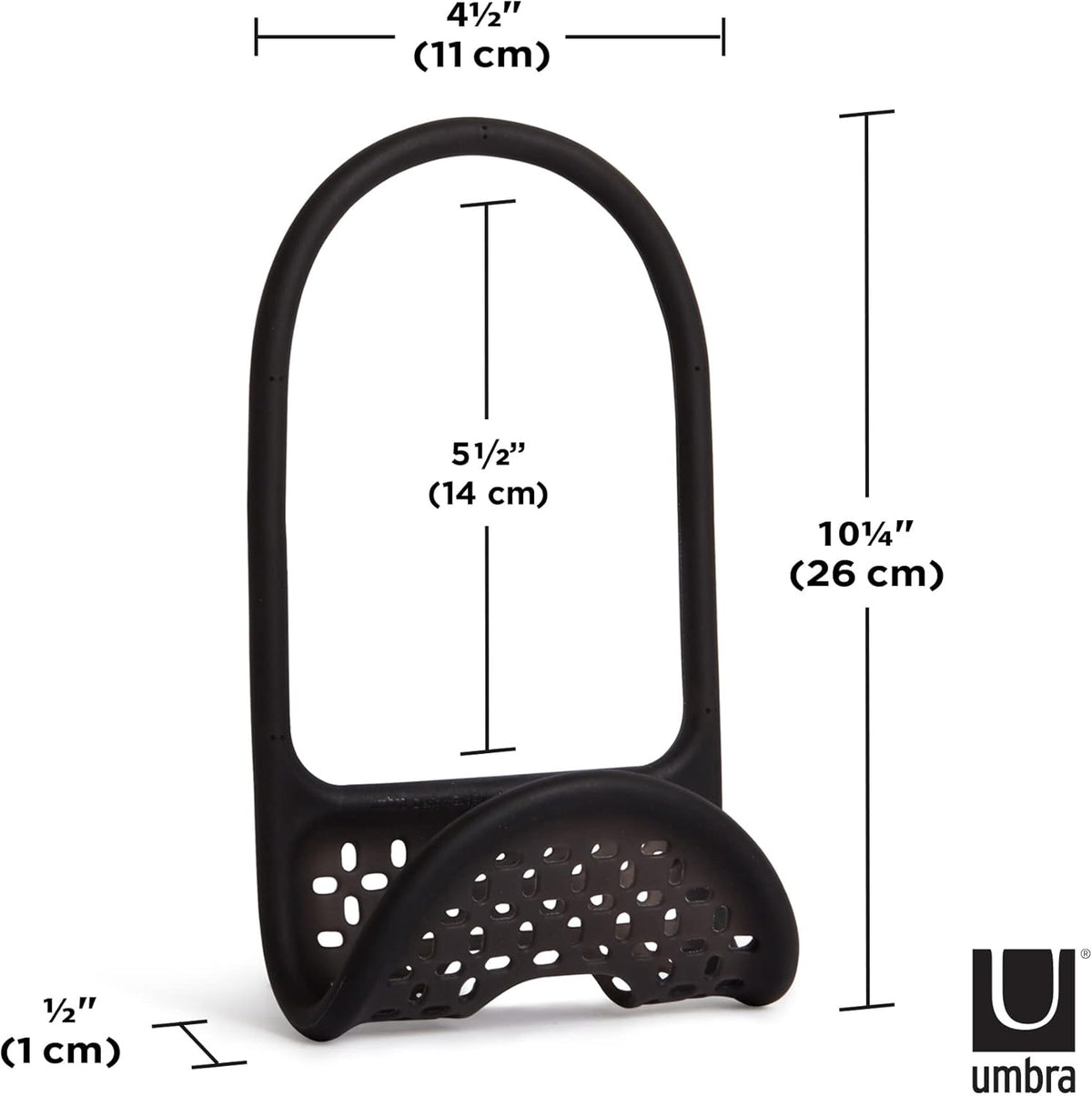 Umbra Sling Kitchen Sink Accessory, Single-Sided Sponge Holder, Black