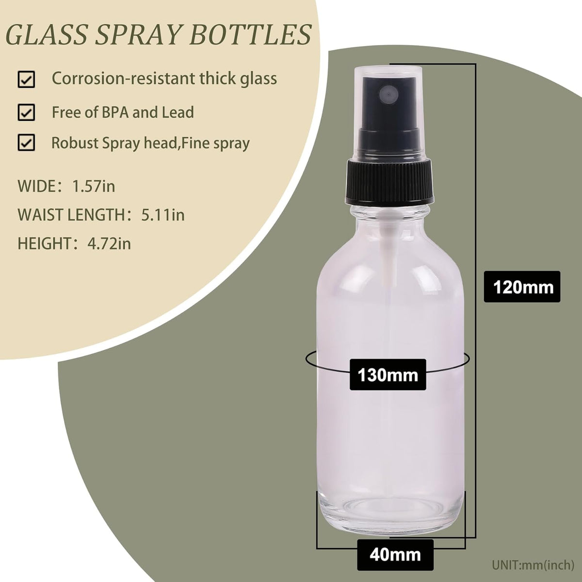 Clear Glass Small Spray Bottles 2 oz 48 Packs,Fine Mist Sprayer Pretty Finish,Refillable Containers